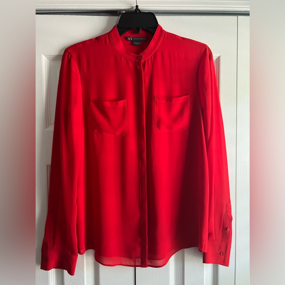 Red Armani Exchange Blouse, size small.